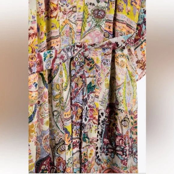 ZARA GRAPHIC PRINT TIED WAIST COAT KIMONO - Picture 6 of 8